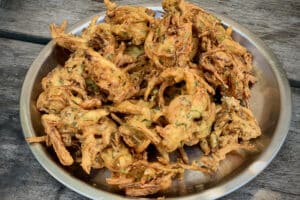 photo of pile of Onion Bhajis on a plate