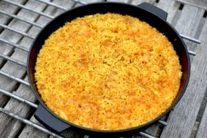 photo of Nandos Rice in a cast iron skillet