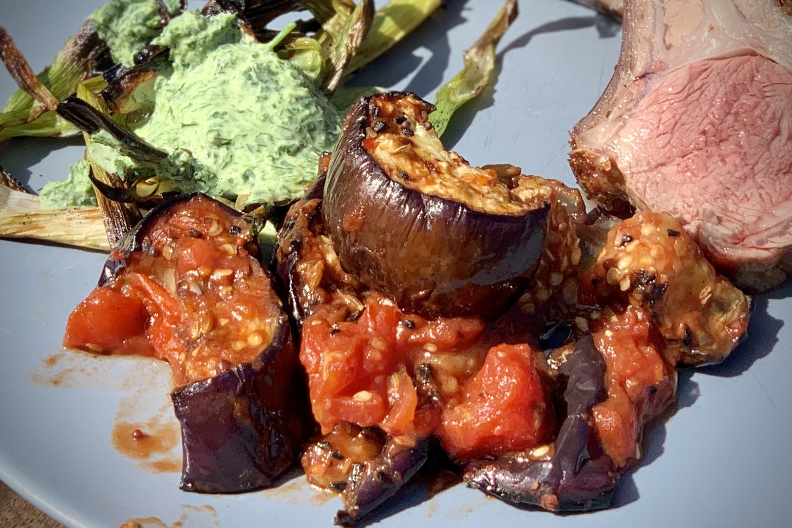 Aubergine and tomato
