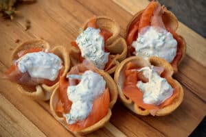 Photo of Smoked Salmon Baskets on a board