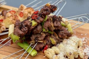 Asian beef skirt skewers