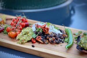 Black bean and onion potato nachos