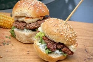 Photo os two Lamb smash burgers