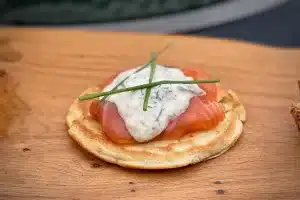 photo of Smoked Salmon Blinis on a board