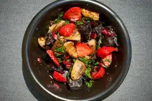 Strawberry and black pudding