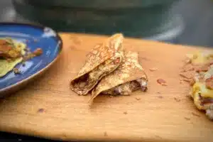 photo of two Mushroom, pepper and onion pancakes
