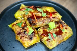 photo of several Firecracker parcels on a black plate