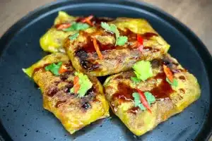 photo of several Firecracker parcels on a black plate