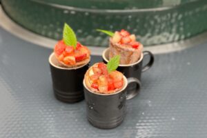 Grilled fruit tortilla cones on the Big Green Egg