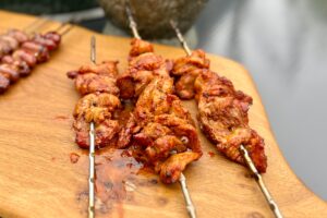 Harissa & Hot Honey Pork Skewers