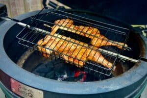 Flat Basket Rotisserie Spatchcock Chicken on the Egg