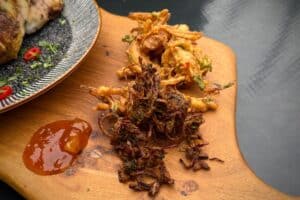 photo of Red Onion Bhajis on a board