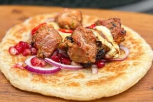 Tandoori duck on a paratha