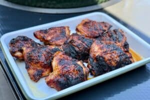 photo of Miso Chicken Thighs in an enamel tray