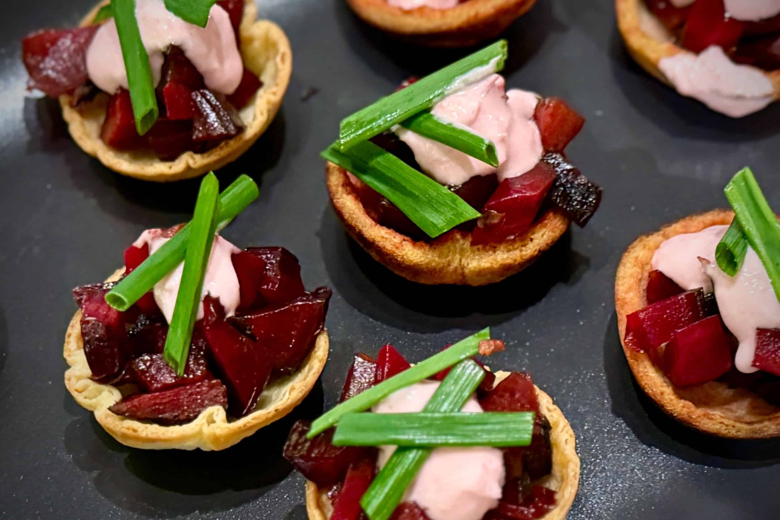 Smoked beetroot baskets