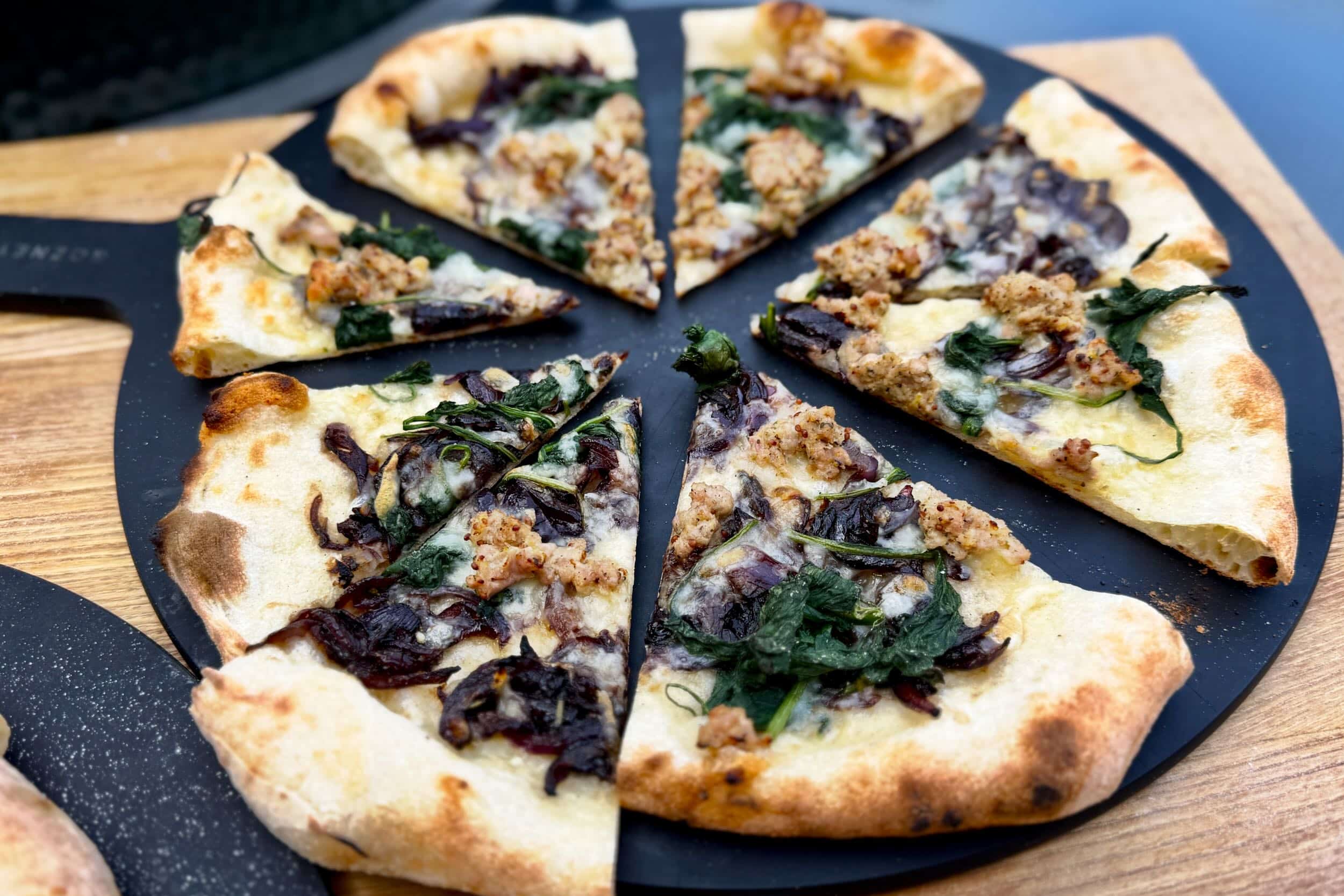 Sausage and onion pizza